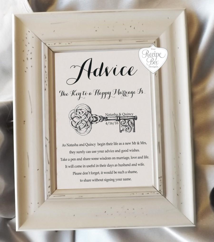 Wedding - The Key to a Happy Marriage Sign, Pick your sign 5x7 or 8x10 Wedding Sign, Happy Marriage