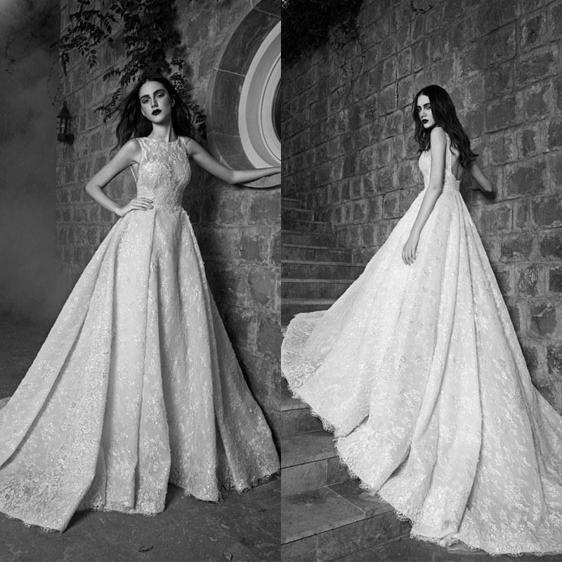 Mariage - New Style Zuhair Murd 2016 Wedding Dresses Backless Lace Sheer A-Line Applique Sleeveless Bridal Dresses Ball Gowns Chapel Train Online with $123.3/Piece on Hjklp88's Store 