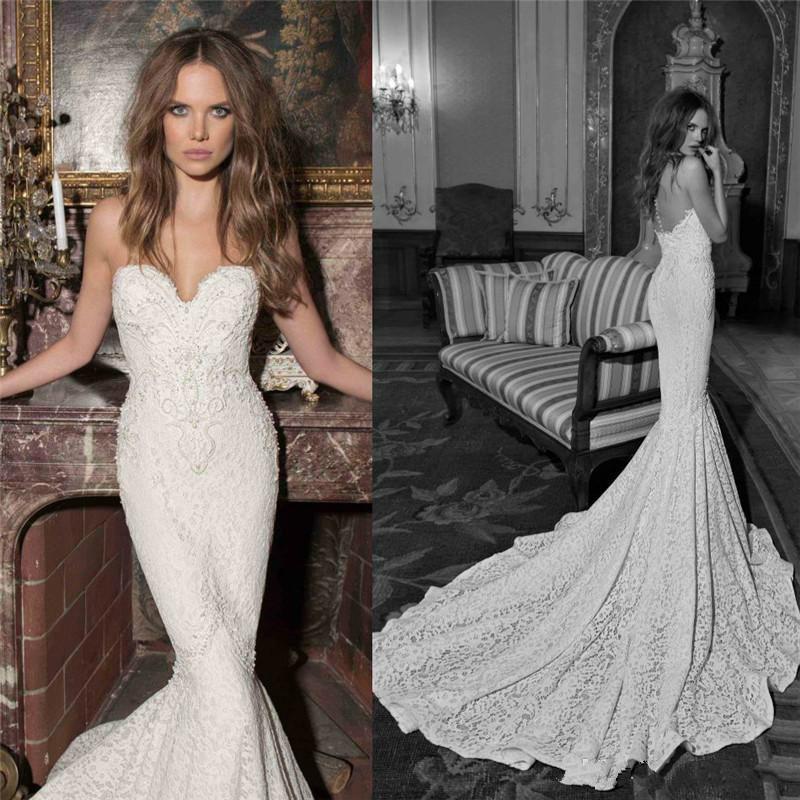 Mariage - Sexy Lace Mermaid Sweetheart Wedding Dresses Sleeveless Spring Garden Ivory 2016 Applique Garden Sweep Length Bridal Gown Zip Back Online with $112.31/Piece on Hjklp88's Store 