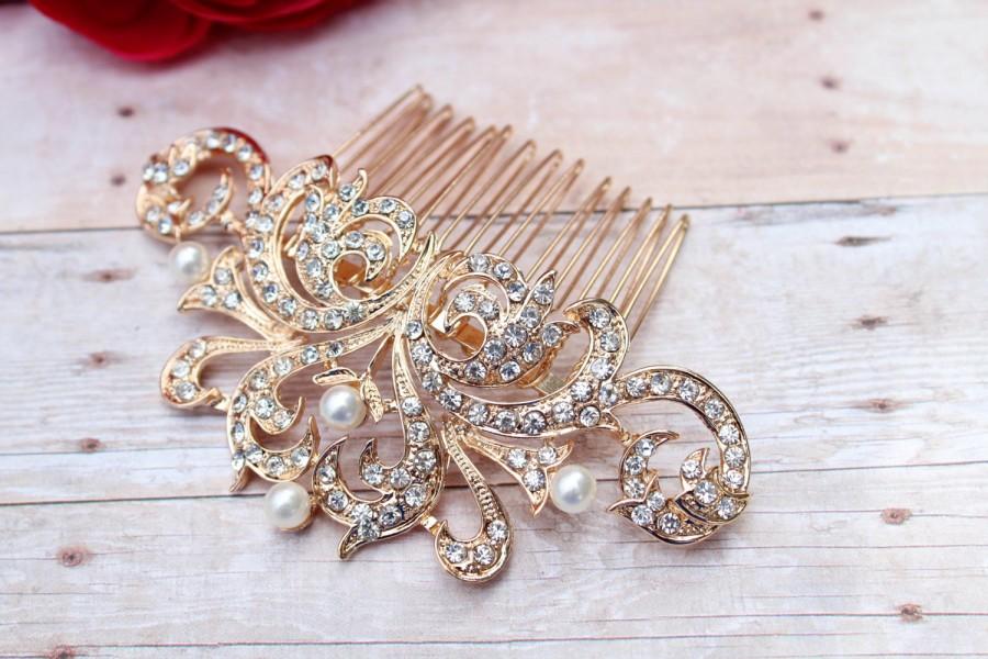 Свадьба - Rose Gold Bridal Comb - Wedding Hair Comb - Rose Gold Bridal Jewelry - Bridal Hair Accessories - Rose Gold Hair Comb - Blush Pink Bridal A18