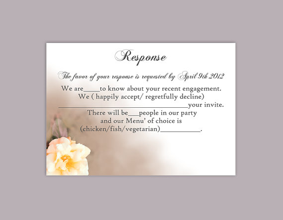 Hochzeit - DIY Wedding RSVP Template Editable Word File Instant Download Rsvp Template Printable RSVP Cards Off-white Rsvp Card Floral Rose Rsvp Card