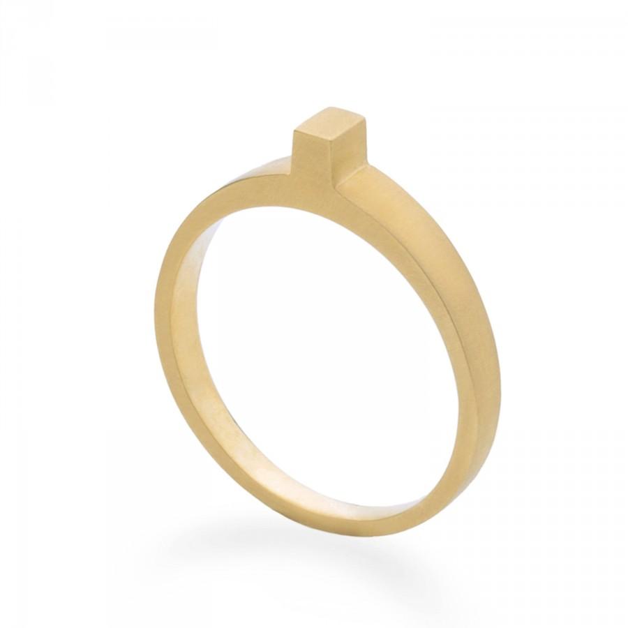 زفاف - Gold Solitaire Ring, Delicate Gold Ring, Unique Engagement Ring, Geometric Gold Ring, Personalized  Ring, Bridal Set Rings,Gold Promise Ring