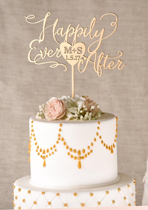 Mariage - Gold Cake Topper, Golden Wedding Cake Topper, Happily Ever After Cake Topper, Custom Cake Topper, Golden Wedding Cake Topper