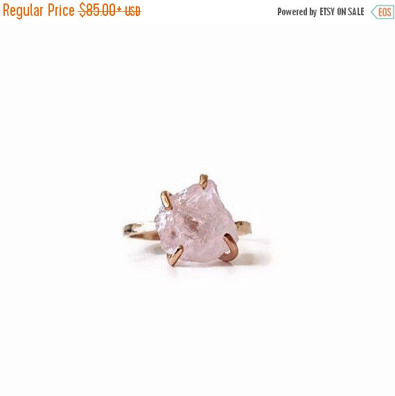Wedding - SPRING SALE Rose Quartz Gold Ring, Engagement Ring, Yoga Ring, Heart Chakra, Available in Yellow Gold, Color of the Year 2016