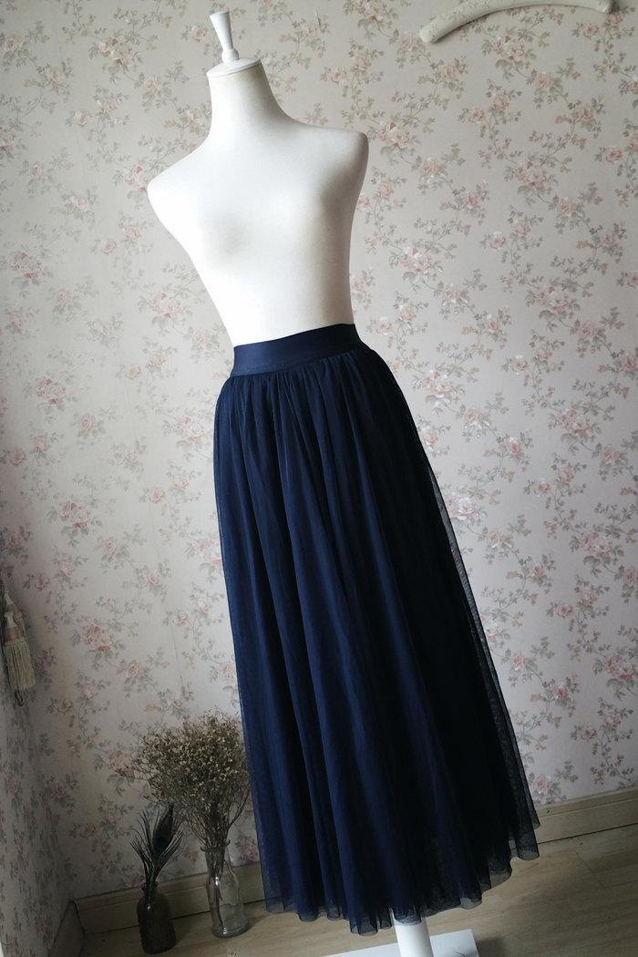 Hochzeit - 2016 Navy Tulle skirt Maxi Tulle Skirt Elastic Plus Size Tutu skirt. Navy Wedding Skirt Navy Blue Bridesmaid. Summer Navy Skirt xxxl(T28145)