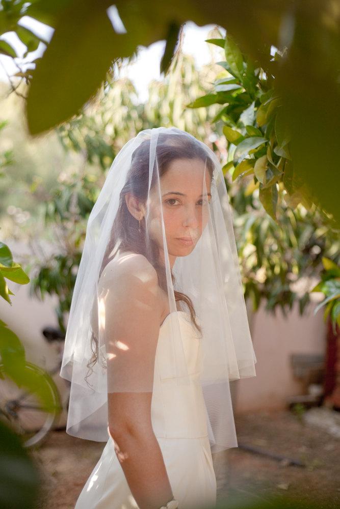 زفاف - Flowers - two layers wedding bridal veil, raw edges