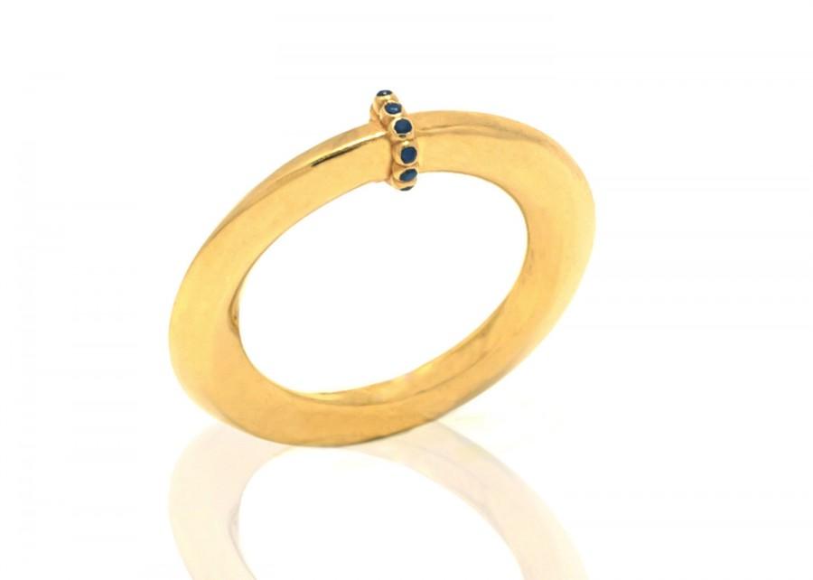 Mariage - Black diamond and 14k Gold band Ring - Dainty Gold Ring with a wheel of Black diamonds - Engagement Ring