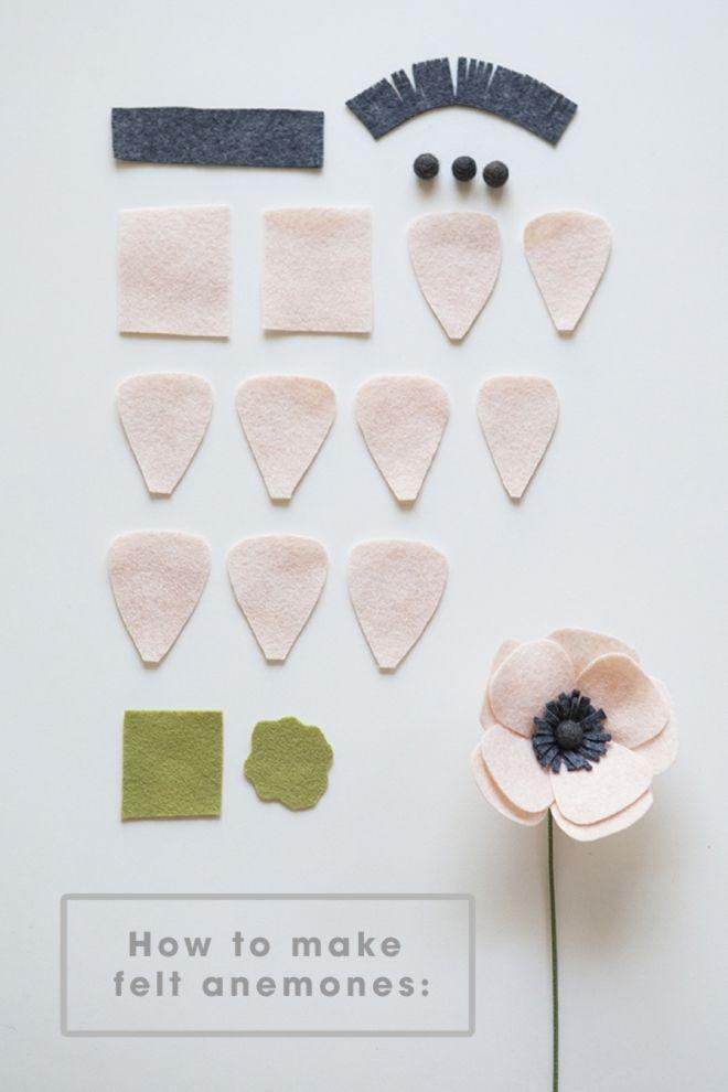 Hochzeit - Learn How To Make A Simple And Beautiful Felt Anemone Flower!