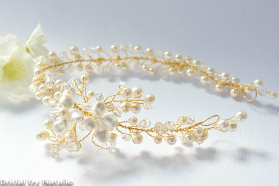 زفاف - Wedding Pearls Wreath - Bridal Hair Piece - Wedding Swarovski Crystal Pearl Headband - Pearls Headband - Hair Jewelry - Bridal Accessory