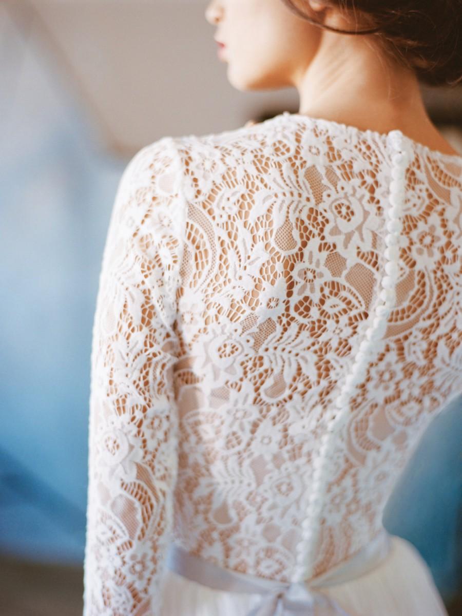 Mariage - Orion // Lightweight wedding gown - Chiffon wedding dress - Lace wedding dress - Long sleeves wedding - Long sleeved wedding dress 