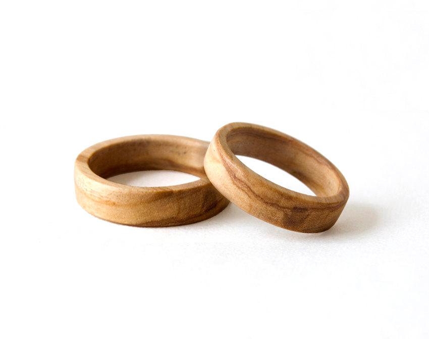 زفاف - Rings Set, Wedding Rings Set, His and Her Olive Rings, Olive Wood Bands, Minimalist Wooden Rings, Natural Wedding Ring, Olive Wood Jewelry