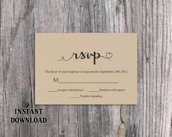 Свадьба - DIY Burlap Wedding RSVP Template Editable Word File Instant Download Rustic Rsvp Template Printable Vintage Rsvp Heart Rsvp Elegant Rsvp