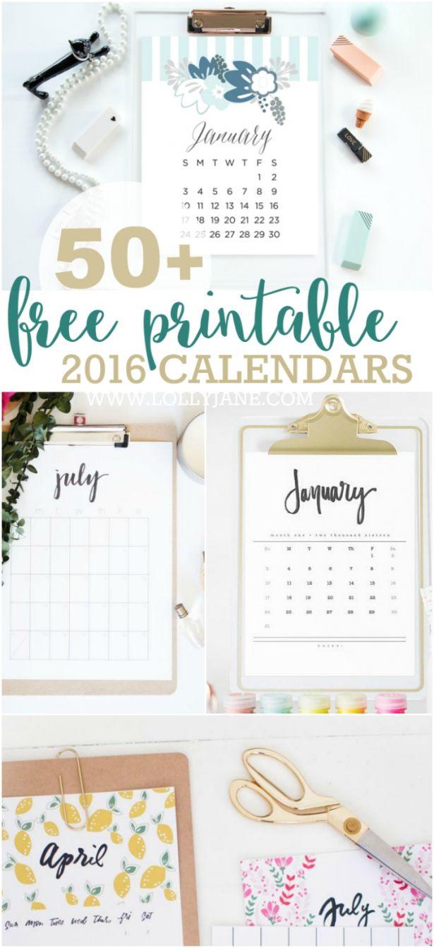 Wedding - 2016 Free Printable Calendars