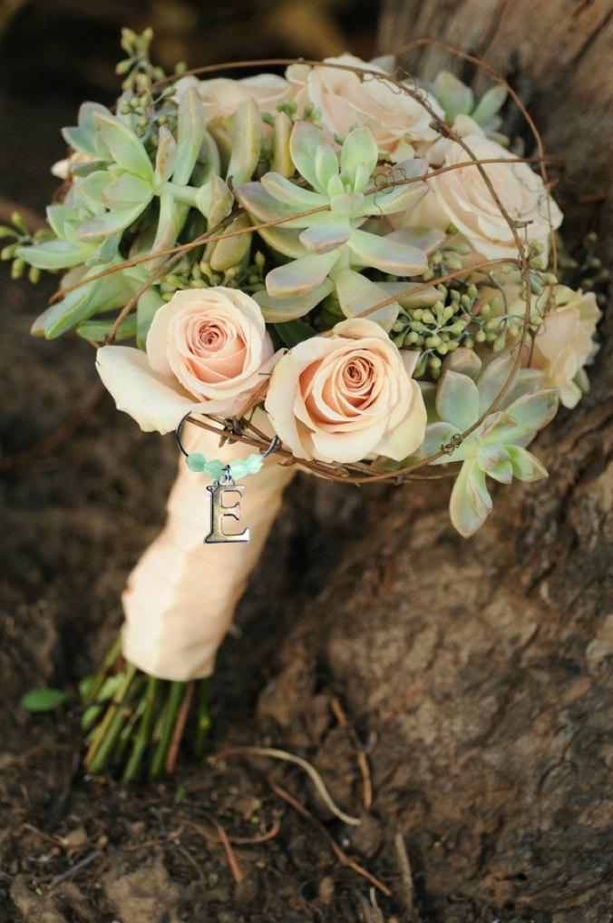 Hochzeit - Bouquet Charms - wedding bouquet charms - Initial Bouquet Charm - Bouquet - Bridal Party Gifts - Wedding Party Gifts - Bridesmaid Gifts