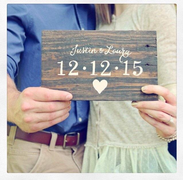 Wedding - 1-slat Personalized engagement sign