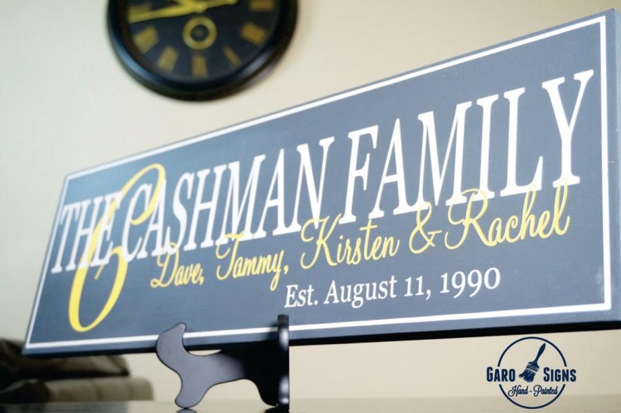 Mariage - Personalized Family Sign Last Name Sign Family Established Sign: Hand Painted 7 x 22