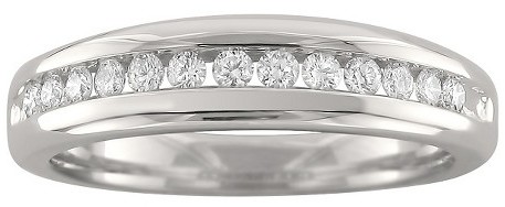 Mariage - Diamond 1/4 CT. T.W. Round White Diamond Channel Set Wedding Band in 14k White Gold (G-H, SI1)