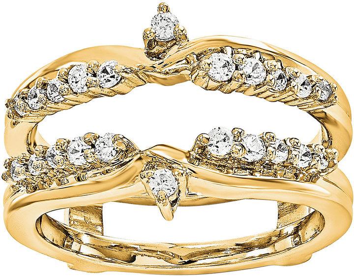 Hochzeit - MODERN BRIDE 1/3 CT. T.W. Diamond 14K Yellow Gold Ring Guard
