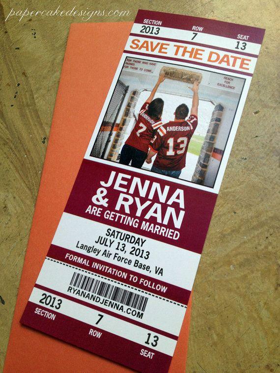 Mariage - Sport Ticket Wedding Save The Date Or Invitation / Custom Printable PDF For DIY