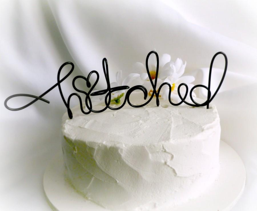 Hochzeit - Fun Wedding Cake Topper, Rustic Decorations, Hitched