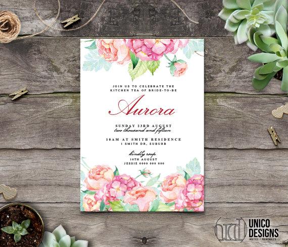 Свадьба - Floral Invitation Printable / Kitchen Tea / Can change to any Occasion
