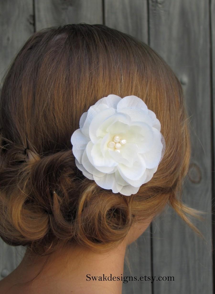 Hochzeit - Wedding Comb Pearl & Silk Rose Comb Bridal Comb Wedding Hair Comb Bridal Hair Accessories Fascinator - Choose your color