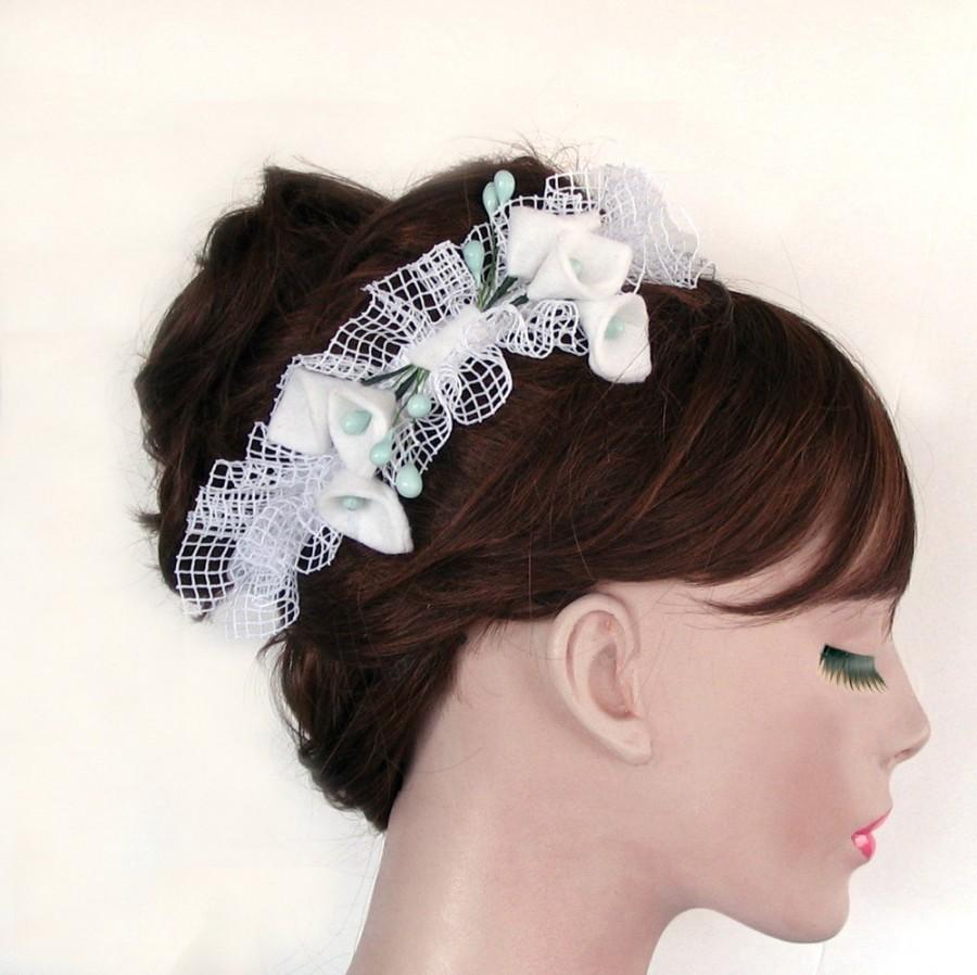 Hochzeit - Flower Girl Headband, Bridal Headband Head Piece.OOAK Handmade r