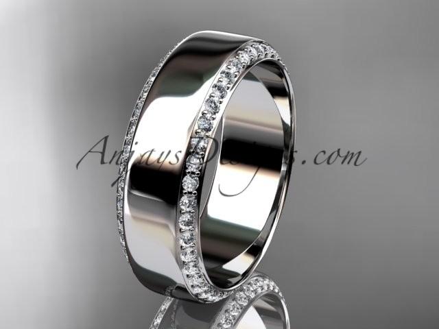 زفاف - platinum classic wedding band, diamond engagement ring ADLR380B