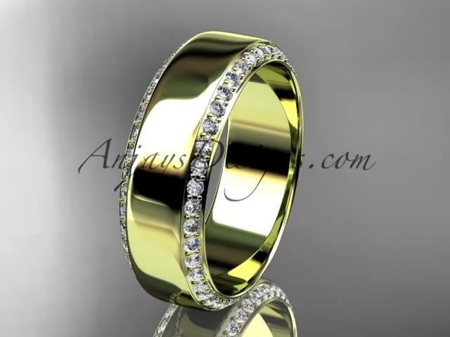 Mariage - 14kt yellow gold classic wedding band, diamond engagement ring ADLR380B