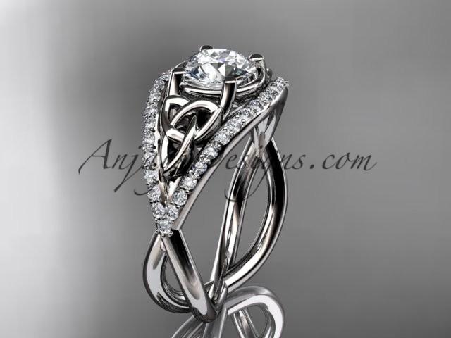 زفاف - 14kt white gold celtic trinity knot engagement ring ,diamond wedding ring CT788