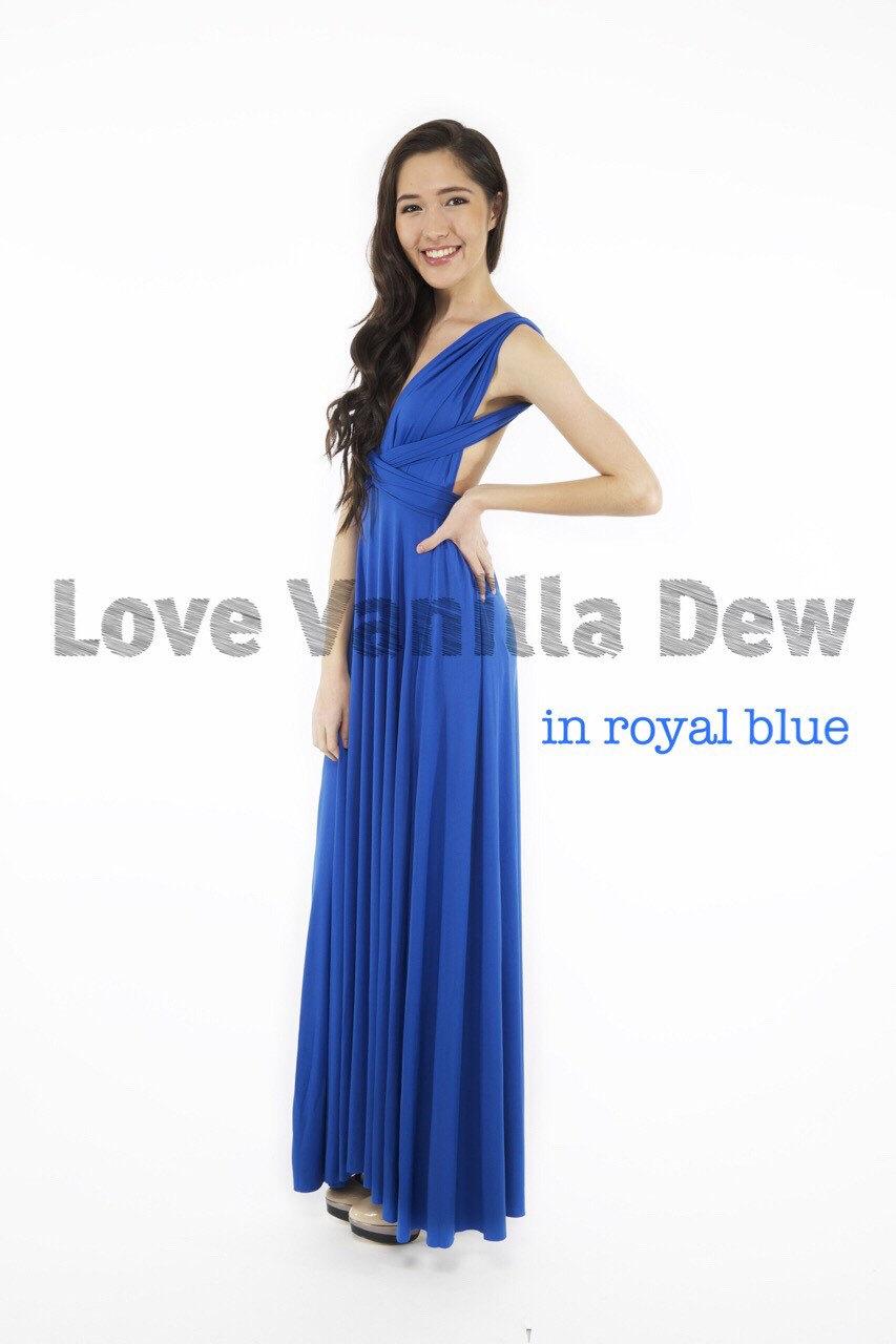 Bridesmaid Dress Infinity Royal Blue Floor Length Maxi Wrap Convertible
