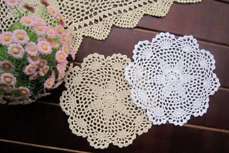 Mariage - Lot of 12 pcs, hand crochet doilies for wedding, handmade doilies centerpiece, table mat for  home decor