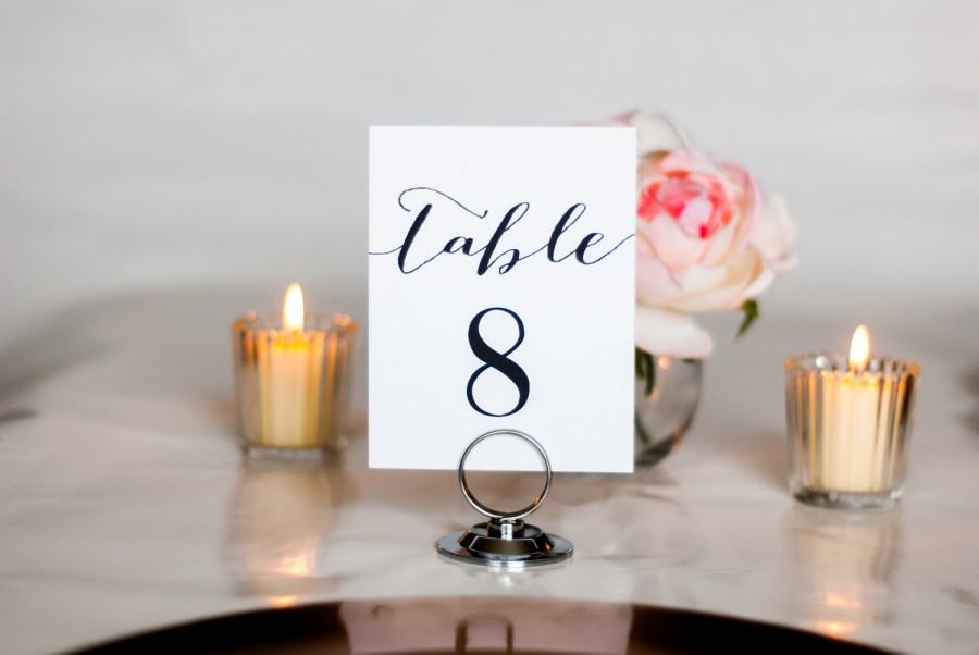 Hochzeit - Simple and Elegant Script Wedding Table Number, 4x6, 5x7, Tented, Folded