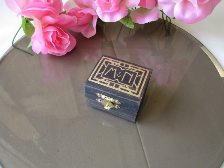 Hochzeit - Wedding Ring Box Art Deco Gatsby Style  - Unique Personalized Ring Bearer Pillow Alternative - Item 1669