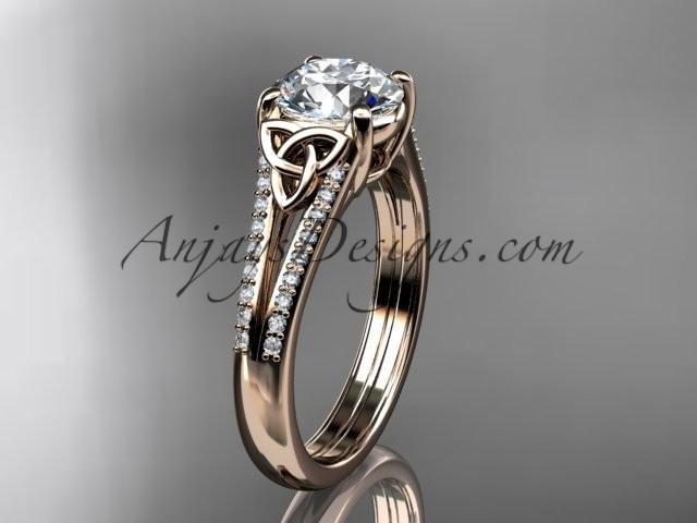Wedding - Spring Collection, Unique Diamond Engagement Rings,Engagement Sets,Birthstone Rings - 14kt rose gold celtic trinity knot engagement ring wedding ring