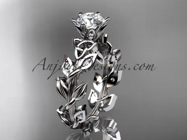 زفاف - Spring Collection, Unique Diamond Engagement Rings,Engagement Sets,Birthstone Rings - 14kt white gold diamond celtic trinity knot engagement ring wedding band
