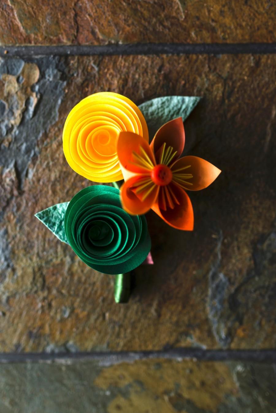 زفاف - Colorful Paper Boutonnieres