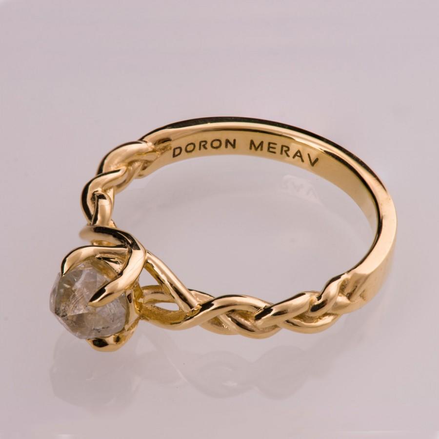 زفاف - Braided Engagement Ring - Unique engagement ring, Raw Diamond Ring, celtic engagement ring, solitaire ring,Rough Diamond engagement ring, 2