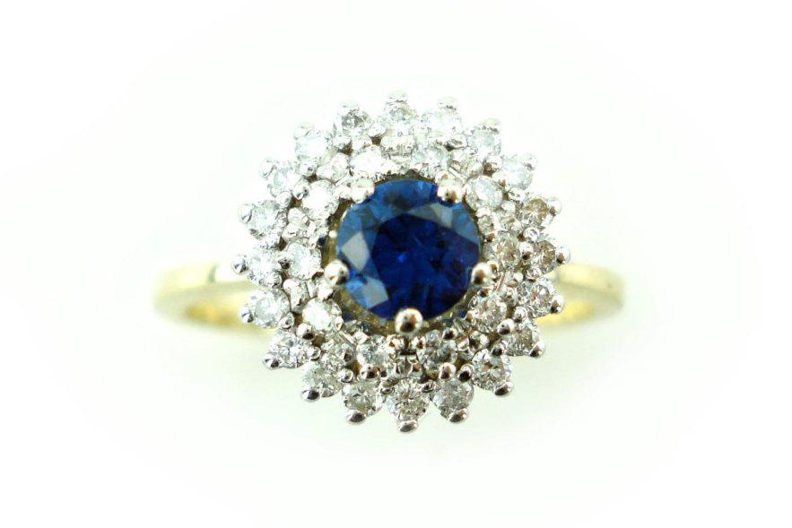 Mariage - Sapphire Engagement Ring, Unique Sapphire Ring, .35ct Sapphire Ring, Vintage, Antique, Art Nouveau Ring, Bridal Ring, Fast Free Shipping