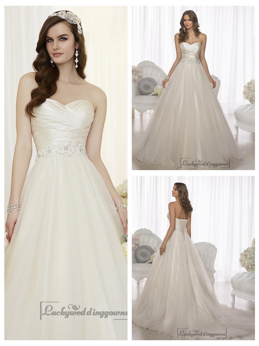 زفاف - Criss Cross Asymmetrical Sweetheart Neckline A-line Wedding Dresses