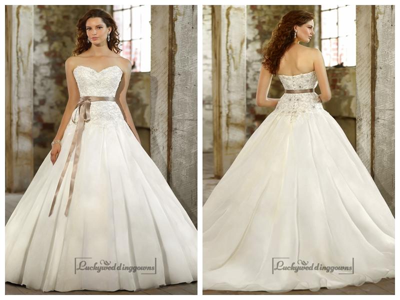 زفاف - Sweetheart A-line Beaded Bodice Wedding Dresses with Pleated Skirt