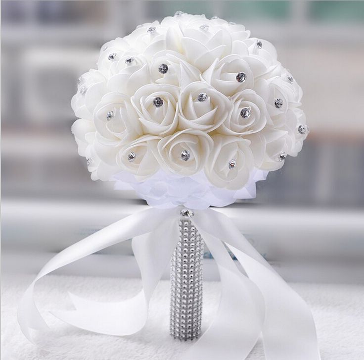 Свадьба - Crystal Ford Picture - More Detailed Picture About 2015 Cheap White Ivory Rose Et Blanc Wedding Bouquet Bridesmaid Artificial Flower Rose Bouquet Crystal Bridal Bouquet De Mariage Picture In Wedding Bouquets From Top Bridal 