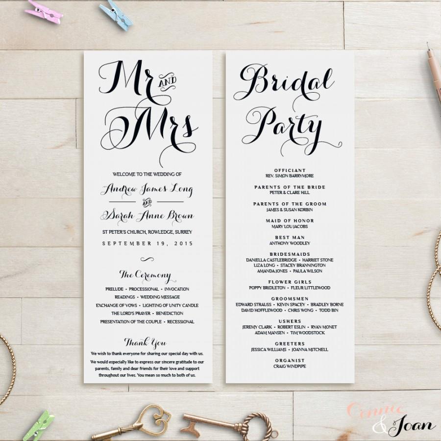 Mariage - Wedding Program Template Wedding Order of Service 