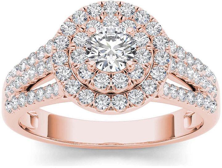 Hochzeit - MODERN BRIDE 1 CT. T.W. Diamond Halo 10K Rose Gold Engagement Ring
