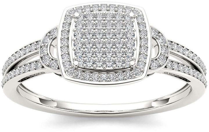 زفاف - MODERN BRIDE 1/3 CT. T.W. Diamond Cluster 10K White Gold Engagement Ring
