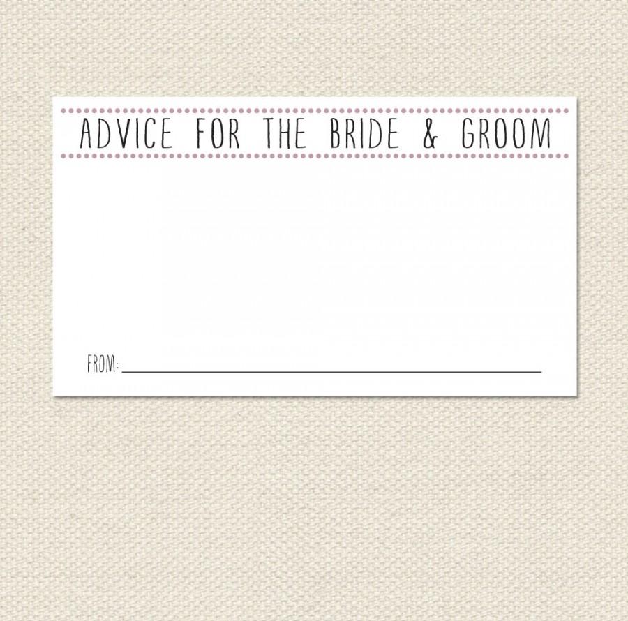 Свадьба - Printable 3.5x2 or 6x4  Bride & Groom Advice Cards PDF Instant Download