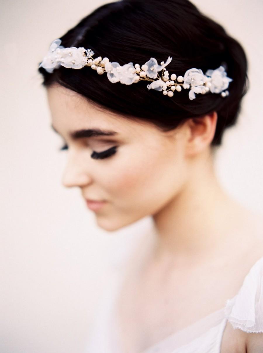 Mariage - NEW-Gold bridal headband- Crystal headpiece -Champagne bead accessory- blush wedding tiara-style 330