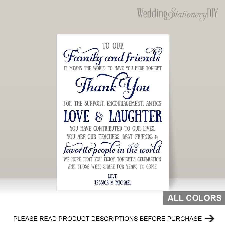 Hochzeit - Navy wedding reception thank you card templates