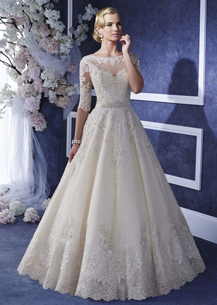 Mariage - Half Sleeve Lace A Line Wedding Dress