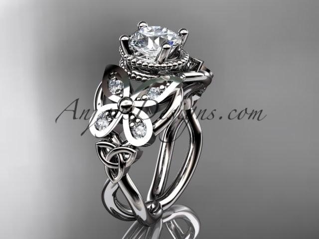 Hochzeit - Spring Collection, Unique Diamond Engagement Rings,Engagement Sets,Birthstone Rings - 14kt white gold diamond celtic trinity knot engagement ring wedding band